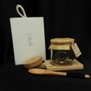 Set barattolo con cucchiaino legno e tappo sughero. CM 12 con scatola