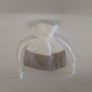 Sacchetto doppio tessuto,base tortora, con tirante. CM 10x12