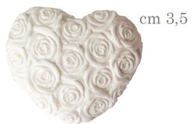 Gesso forma cuore con trama rose. CM 3,5 SET 12 PZ