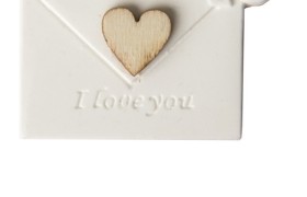 set 12 gesso forma busta con dettaglio cuore legno. CM 3
