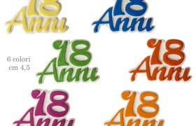 Set 12 pz gesso 18? compleanno colorato. Ass 6 colori. CM 4,5