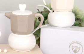 Moka ceramica portaconfetti con scatola. Ass 2. H 12