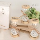 Clessidra vetro con base legno scritta con scatola. Ass 3. H 11