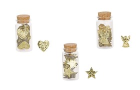 Barattolo con applicazioni natalizie glitter oro, 26 applicazioni l'uno. Ass 3.