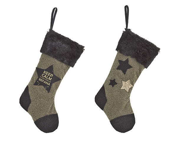 Calza nera e oro con stelle.