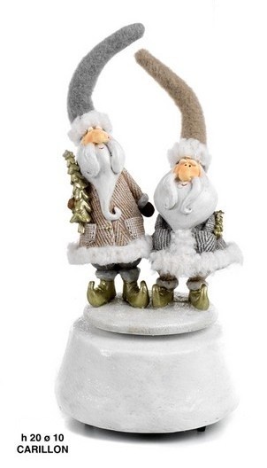 Carillon con babbo natale in resina e tessuto. Diam. 10 H 20