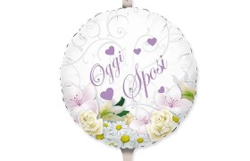 Palloncino mylar "Oggi sposi", idoneo per gonfiaggio ad elio. CM 45