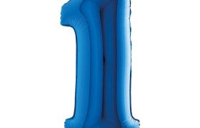 Palloncini mylar gonfiabili ad elio, numero UNO colore AZZURRO. CM 102