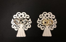 Applicazione metallo albero con fedi o cuori. CM 2