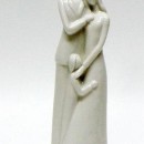 Coppia ceramica lucida con luce led e scatola. H 20