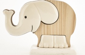 Elefante ceramica e legno bicolor. H.9 L.13