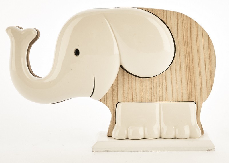 Elefante ceramica e legno bicolor  H..13 L.20