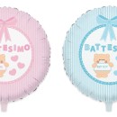 Palloncino mylar battesimo, rosa o azzurro, idoneo per gonfiaggio ad elio. CM 25