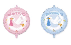 Palloncino mylar per nascita, rosa o azzurro, idoneo per gonfiaggio ad elio. CM 45