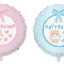 Palloncino mylar per battesimo, rosa o azzurro, idoneo per gonfiaggio ad elio. CM 45