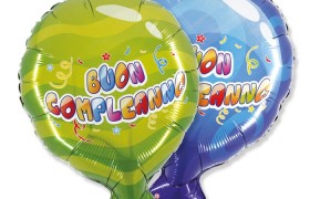Palloncino mylar "Buon compleanno", idoneo per gonfiaggio ad elio. CM 50x61