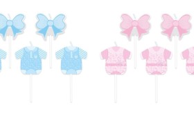 Set 5 candeline soggetti baby, rosa o azzurri. CM 8
