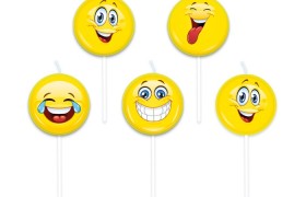 Set 5 candeline forma emoticon. CM 8