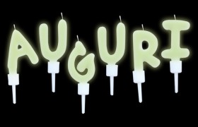 Set candeline fluorescenti scritta "Auguri". CM 5