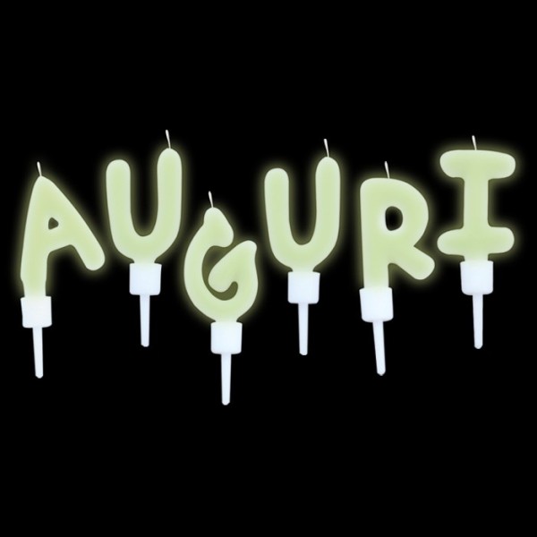 Set candeline fluorescenti scritta "Auguri". CM 5
