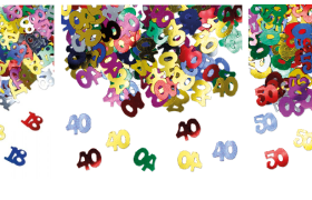 Set 15 GR coriandoli forma numeri in plastica decorativi.