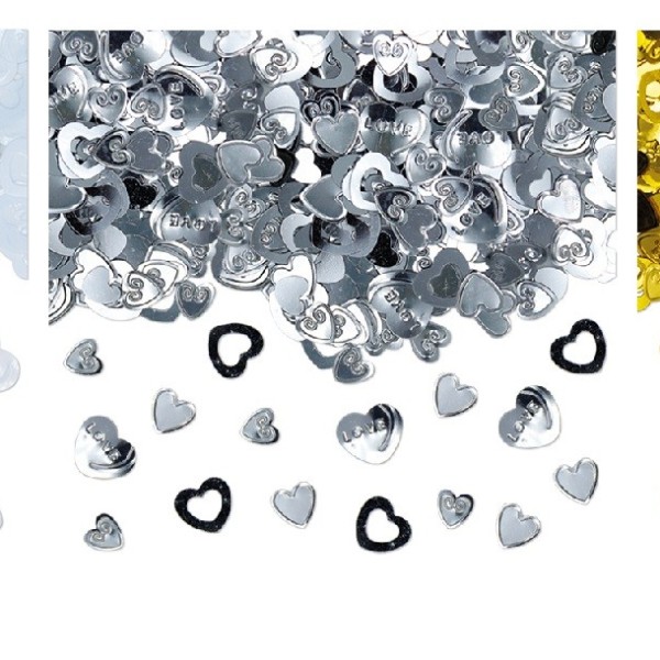 Set 15 GR coriandoli forma cuore in plastica decorativi.