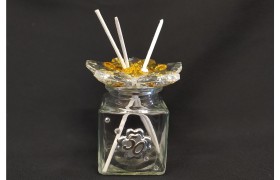 Profumatore vetro e cristallo con placca 50° e strass con scatola. MIS.4X4 H6,5CM