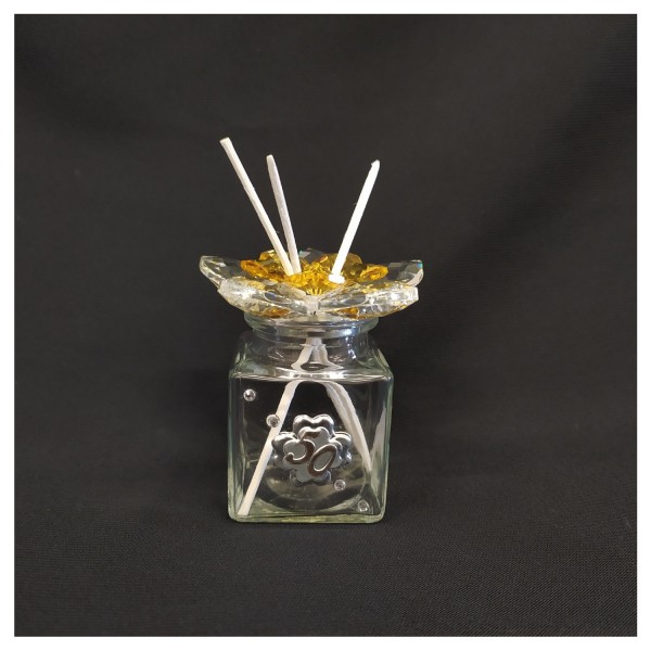 Profumatore vetro e cristallo con placca 50° e strass con scatola. MIS.4X4 H6,5CM