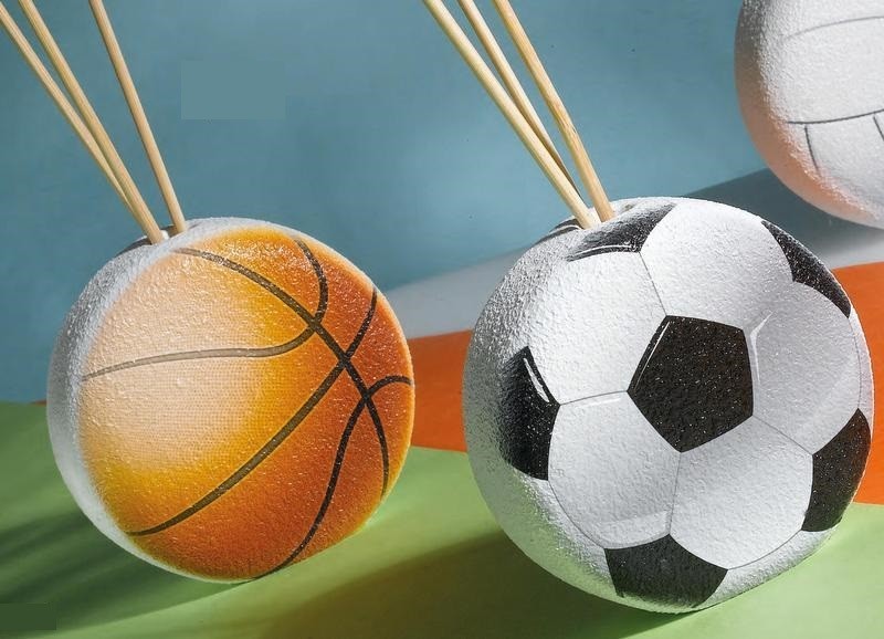 Profumatore resina forma palla basket o calcio, con scatola pvc porta confetti interna e con scatola. CM 8x7.5 MADE IN ITALY