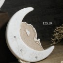 Luna in resina con sposi e dettagli strass, scatolina pvc porta confetti interna e scatola. CM 12x10 MADE IN ITALY