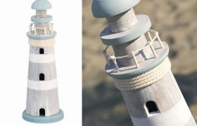 Faro legno decorativo. H 29.5