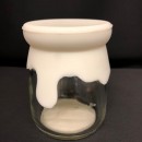 Barattolino vetro e silicone bianco. Diam. 5.5 H 7.5