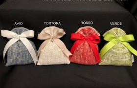 Sacchetto tessuto trama grezza bicolor. CM 10x14. MADE IN ITALY