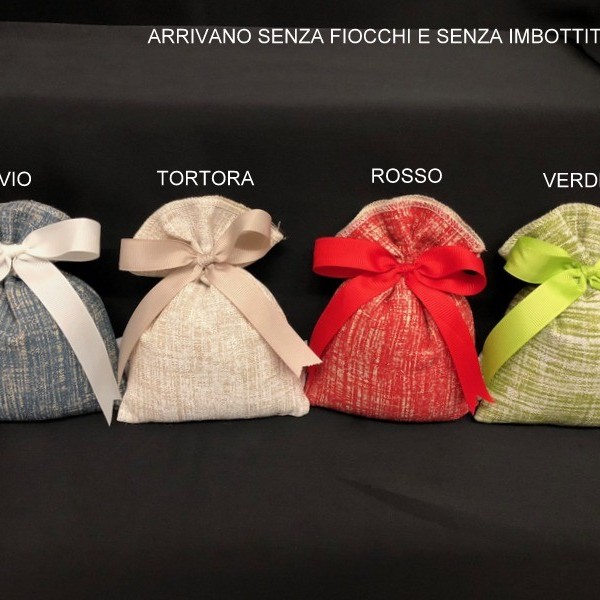 Sacchetto tessuto trama grezza bicolor. CM 10x14. MADE IN ITALY