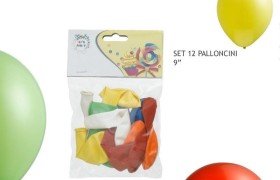 Set 12 palloncini colorati assortiti
