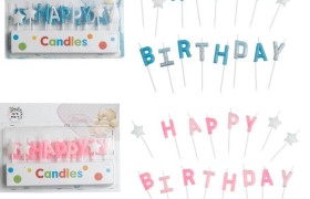 Set 16 candeline glitter "Happy Birthday" rosa o azzurre
