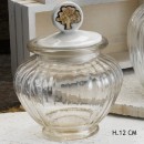 Barattolo vetro con tappo ceramica e dettaglio albero. H 12