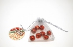 Set 8 sonagli rossi metallo con sacchetto organza. Diam 2