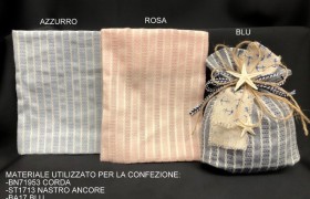Sacchetto tessuto riga corda avorio con base soffietto. CM 13x15