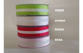 Nastro gross grain con stampa riga bianca fronte/retro. MM 22 MT 20