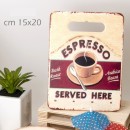 Tagliere ceramica con decoro cofee. CM 15x20