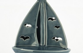 Barca ceramica turchese con luce LED. CM 25