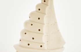Barca ceramica bianca opaca con luce LED. CM 18
