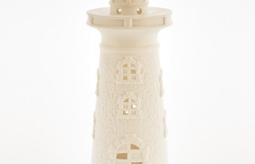 Faro ceramica bianca opaca con luce LED. CM 25 batterie escluse
