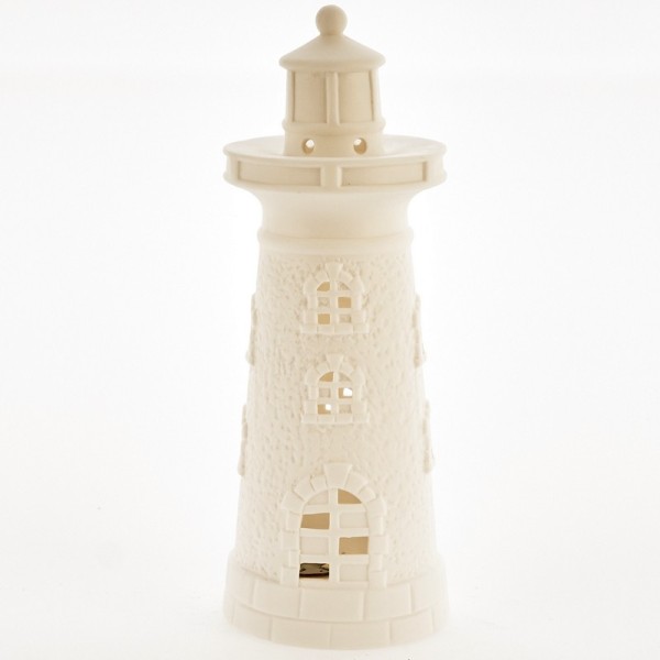 Faro ceramica bianca opaca con luce LED. CM 25 batterie escluse