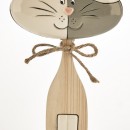 Gattino ceramica e legno bicolor. CM 21