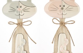 Gattino ceramica e legno bicolor baby. CM 21