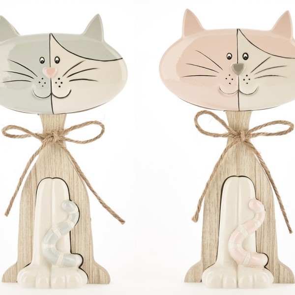 Gattino ceramica e legno bicolor baby. CM 21