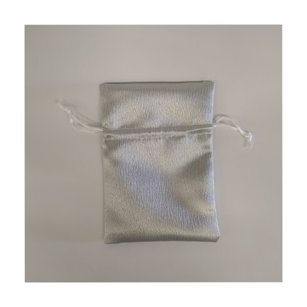 Sacchetto raso grigio perla,con tirante. CM 10x14