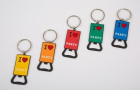 Portachiavi metallo cavatappi "I LOVE PARTY". Ass 5. CM 11x3
